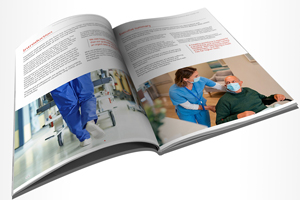 An open booklet, showing a healthcare related topic