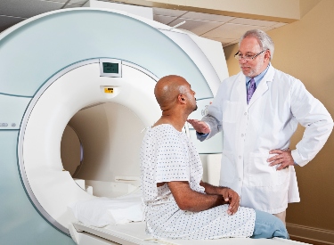 Doctor consult a patient before MRI scan